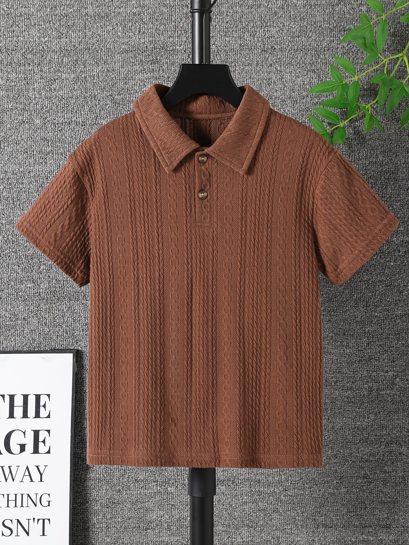 Boys' Casual Knitted Jacquard Short-Sleeve Top