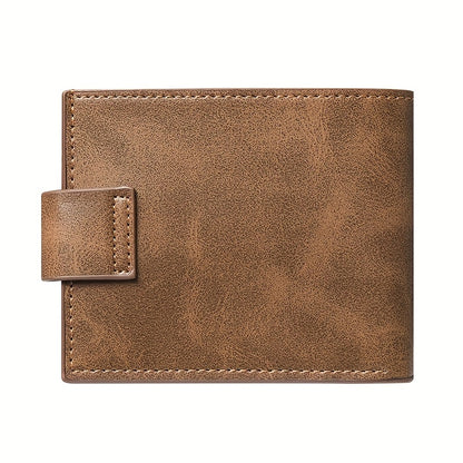 Men's Short Wallet with Magnetic Closure, PU Leather Coin Purse, Fashionable Card Holder with 5 Card Slots, ID Organizer, Suitable for Daily Outings