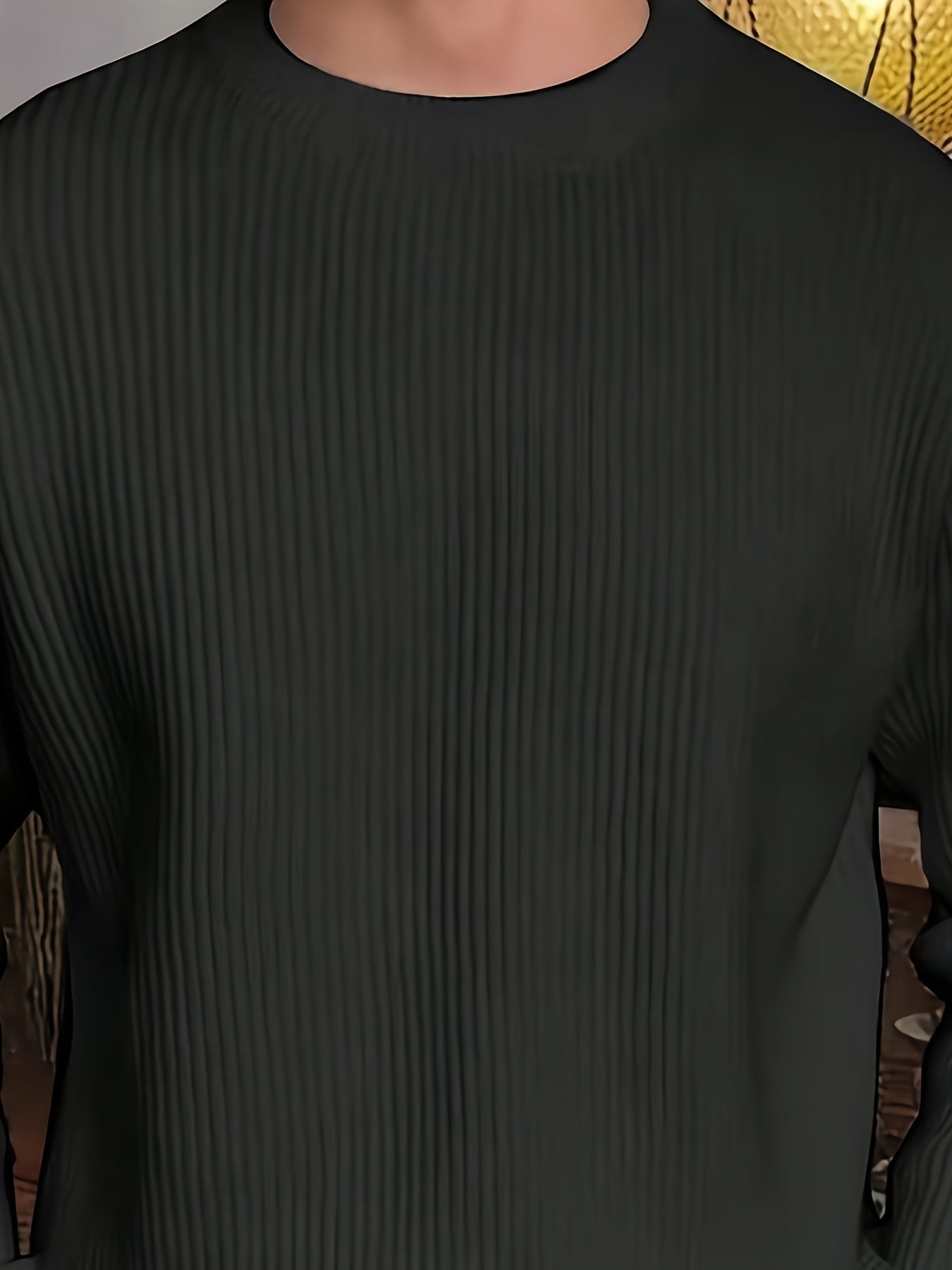 Men's Simple Fashion Solid Color Long Sleeve Sweater Suitable for Autumn and Winter Versatile Base Layer Knit Shirt