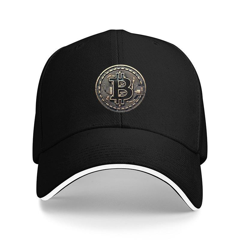 [Adventure Ready] Adjustable Bitcoin Logo Baseball Cap - Lightweight, Soft Polyester Dad Hat with White Accents, Ideal for Outdoor Activities, Fit, Outdoor Headwear | Sleek Cap Design | Durable Headgear