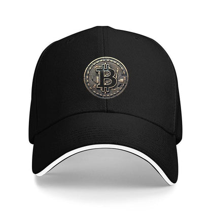 [Adventure Ready] Adjustable Bitcoin Logo Baseball Cap - Lightweight, Soft Polyester Dad Hat with White Accents, Ideal for Outdoor Activities, Fit, Outdoor Headwear | Sleek Cap Design | Durable Headgear