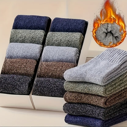 Men's 5-Pack Thick Wool Blend Mid-Calf Socks for Winter