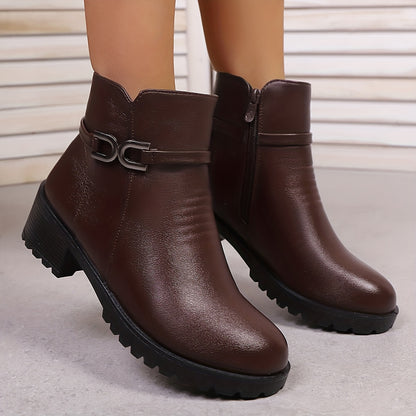 Women's Knight Winter Outdoor Christmas Gift Thickened Fleece-Lined Comfortable Cold-Proof Anti-Slip Wear-Resistant Short Boot