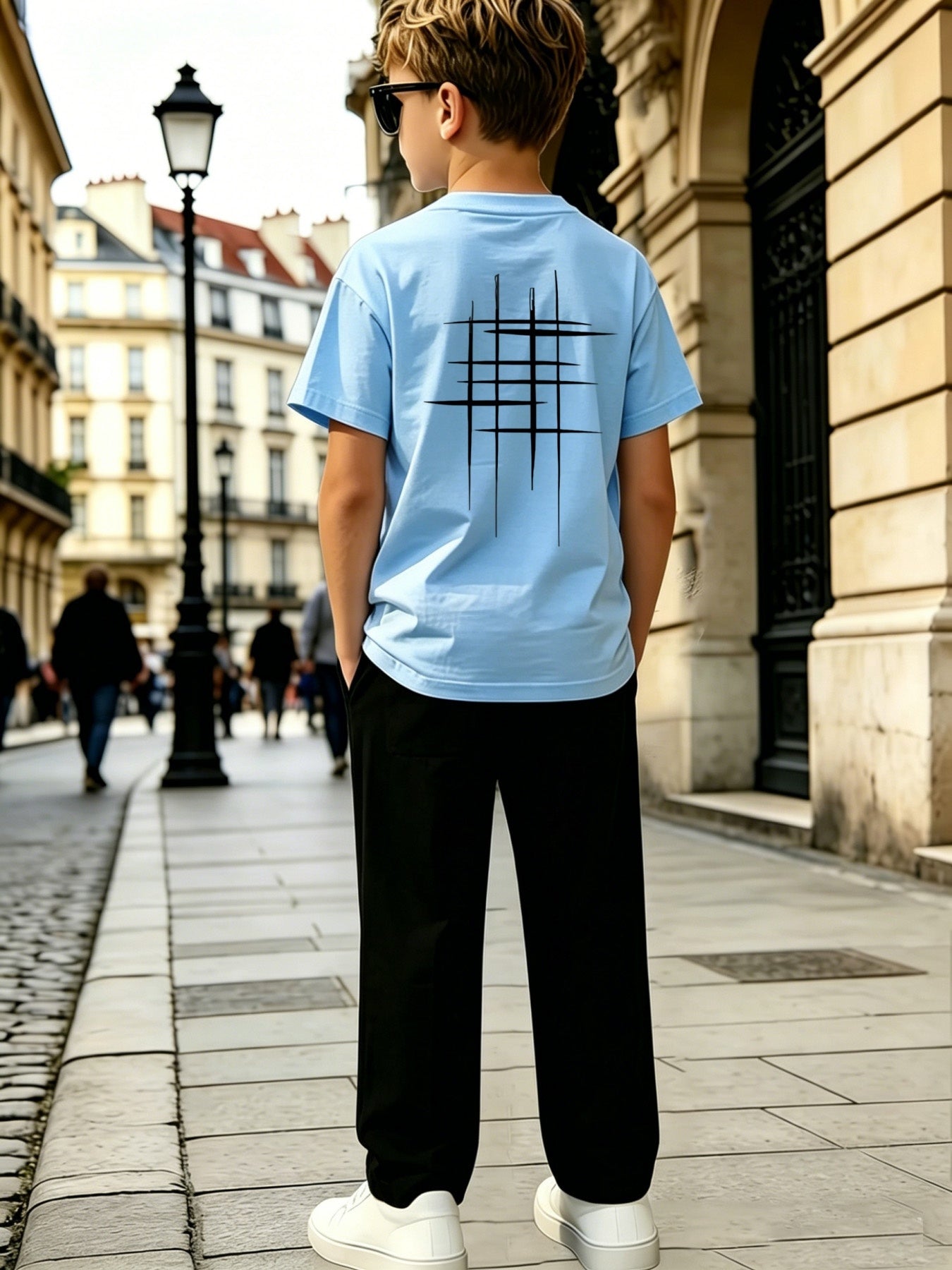 Boys' Casual Geometric Print Short Sleeve & Pants Set