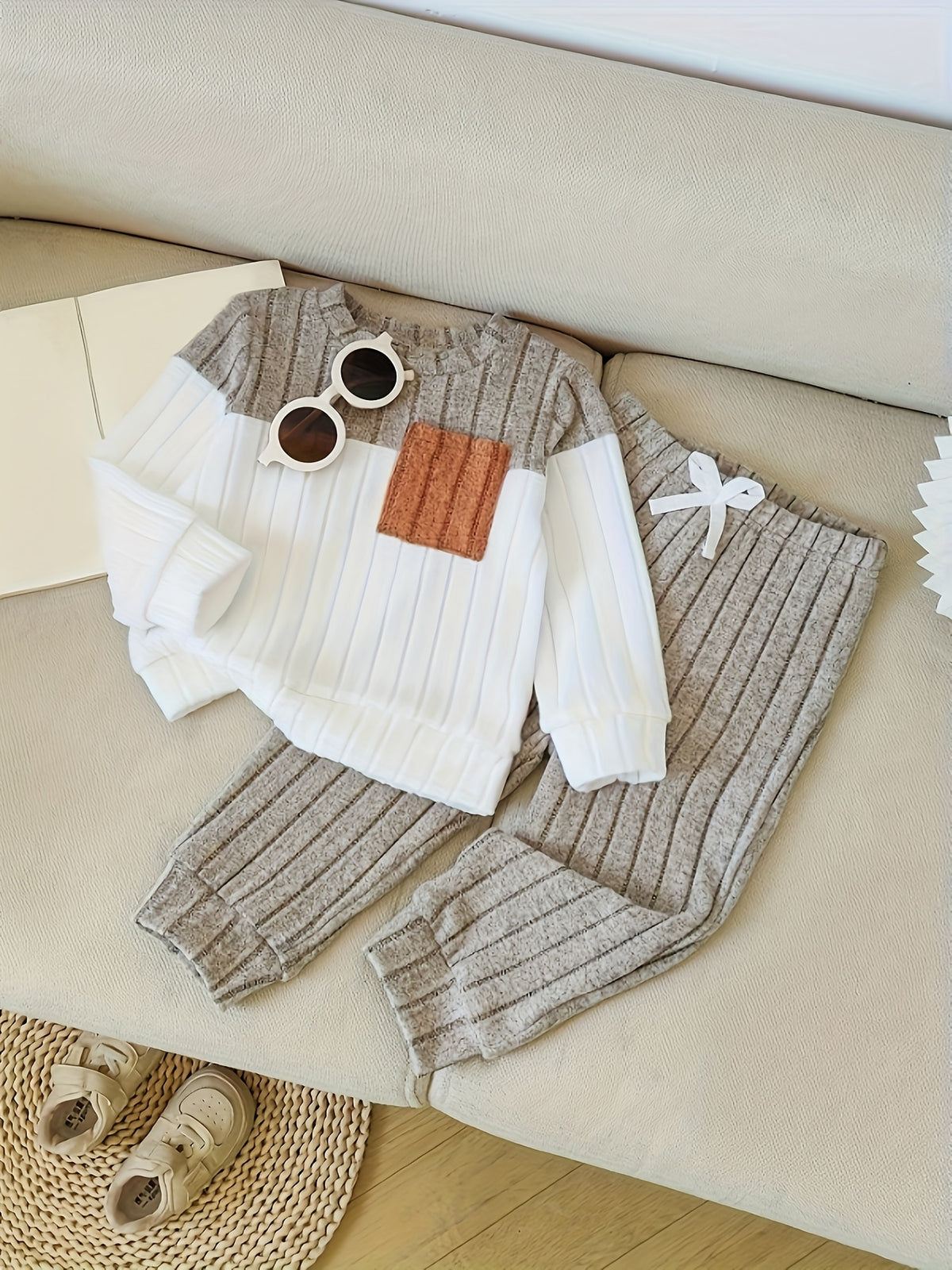 Baby Boy Color-Block Sweater & Pants Set for Fall - ayq