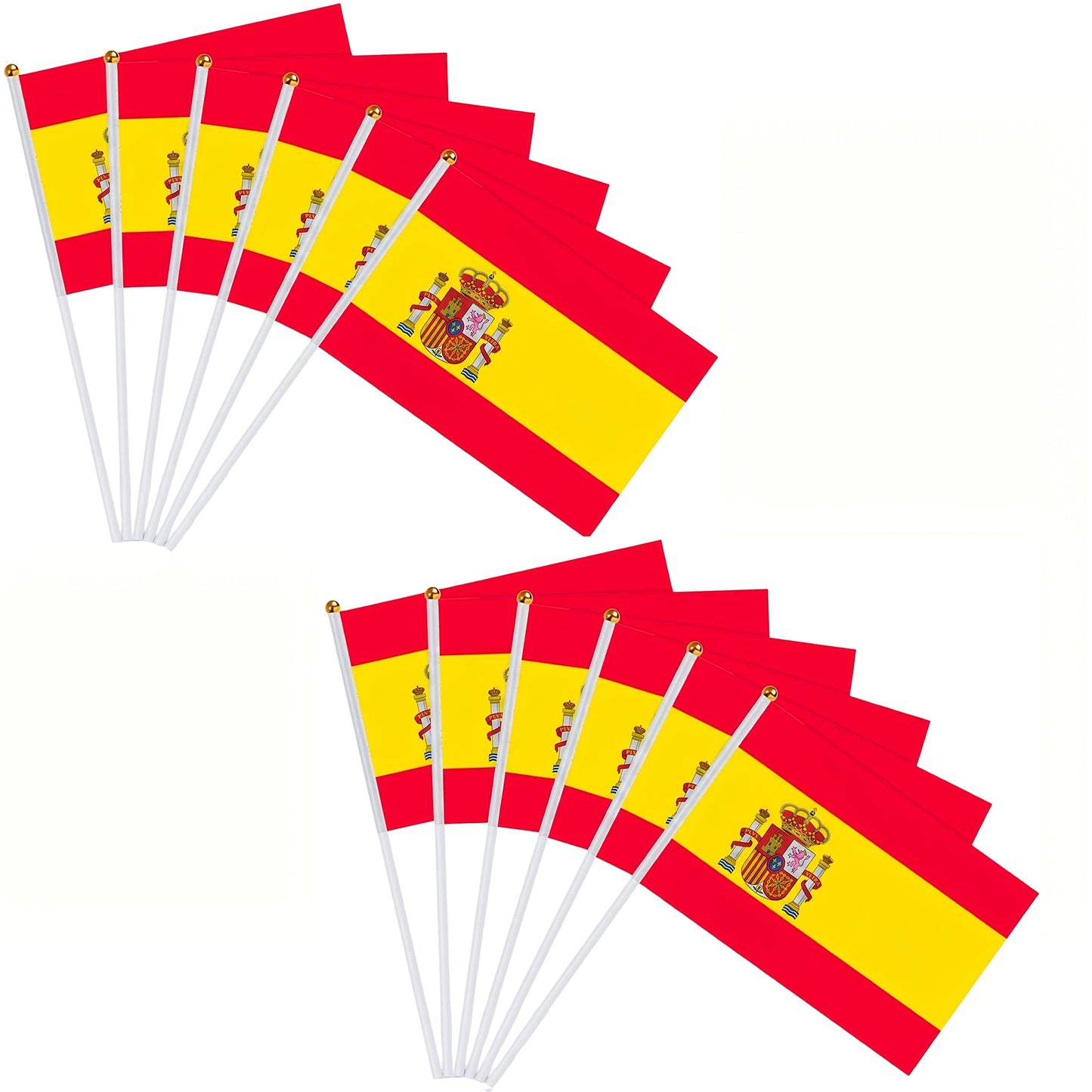Spanish Handheld Flags 6 or 12-Pack for Sports & Party Decor