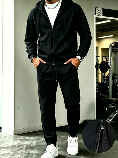 Men's Casual Hooded Sweatshirt and Drawstring Pants Set - Fall/Winter