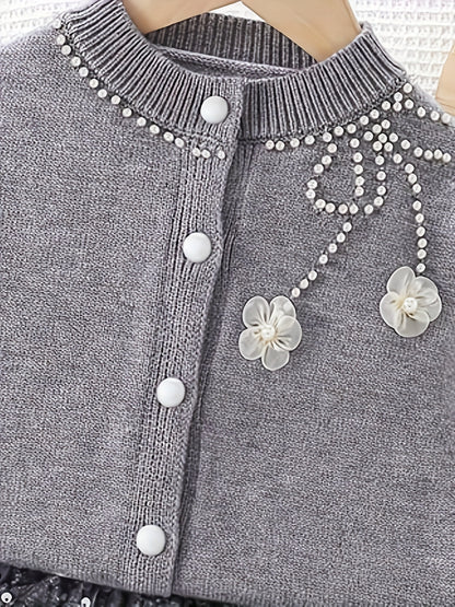 2pcs Girls' Elegant Sequin Trim Sweater & Sparkle Tulle Tutu Skirt Set - Red & Golden Glittery Party Outfit with Ruffled Hem, Long Sleeve Round Neck Top & Layered Tulle, Perfect For Halloween, Christmas, Photo Shoots, Pageant