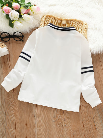 Boys' Long-Sleeve Lapel Cotton T-Shirt for School Uniforms
