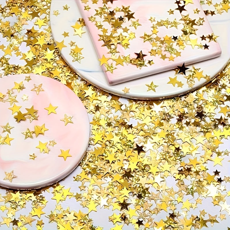 1200/2800pcs Sparkling Star-Shaped Confetti - Golden & Rose Golden Plastic Party Decorations for Halloween, Christmas, Weddings, Birthdays, Graduations, and Holiday Celebrations, Festive Table Decorations, Celebration Accesso