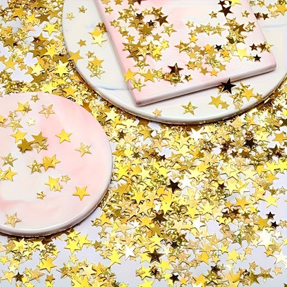 1200/2800pcs Sparkling Star-Shaped Confetti - Golden & Rose Golden Plastic Party Decorations for Halloween, Christmas, Weddings, Birthdays, Graduations, and Holiday Celebrations, Festive Table Decorations, Celebration Accesso