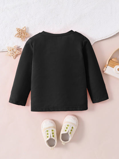 Boys' Casual Long-Sleeve Elephant Print Cotton T-Shirt for Fall
