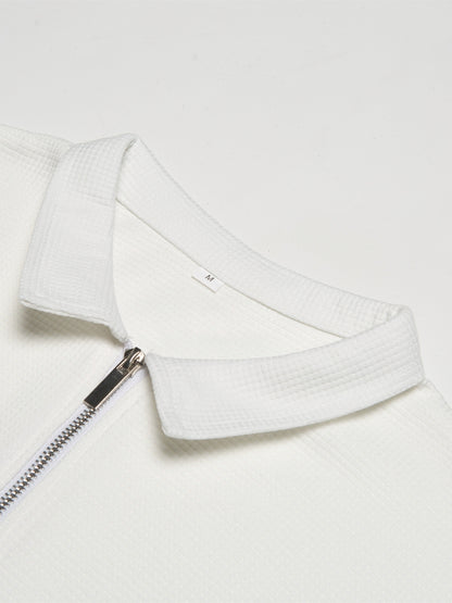 Men's Solid Short Sleeve Zipper Shirt, Casual Male Shirt For Summer Outdoor, Gift For Men - ayq