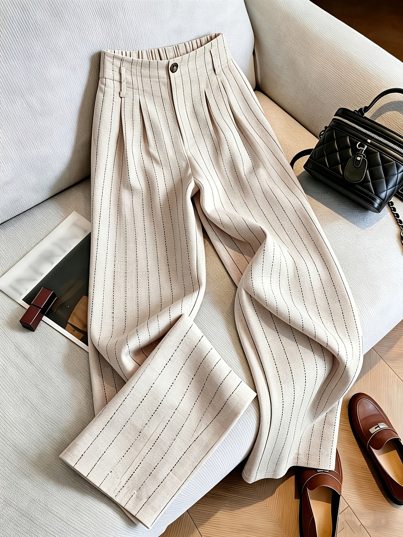 Women's Spring/Summer Casual Straight Leg Striped Pants
