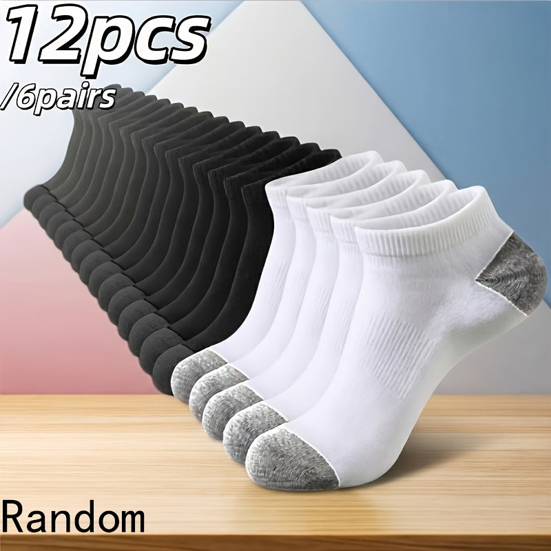 Men's Thickened Moisture-Wicking Sports Socks, Mid-Calf, 12-Pack