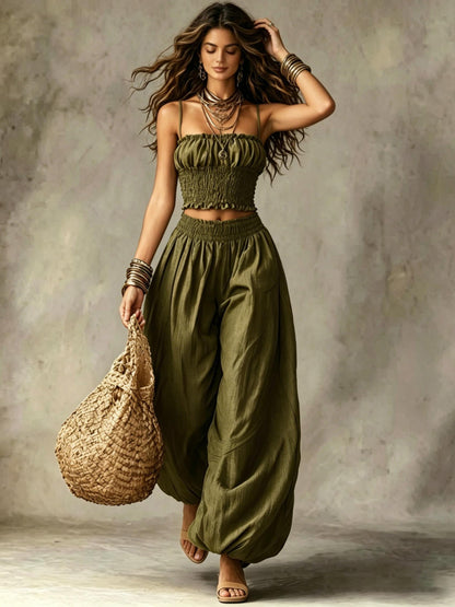 Women's Elegant Bustier Cami & Lantern Pants Set
