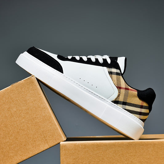 Men's Fashionable Street Sneakers - Comfortable & Non-Slip for City Exploration & Outdoor Activities - Robust Lace-Up Skate Shoes Suitable for Casual Attire