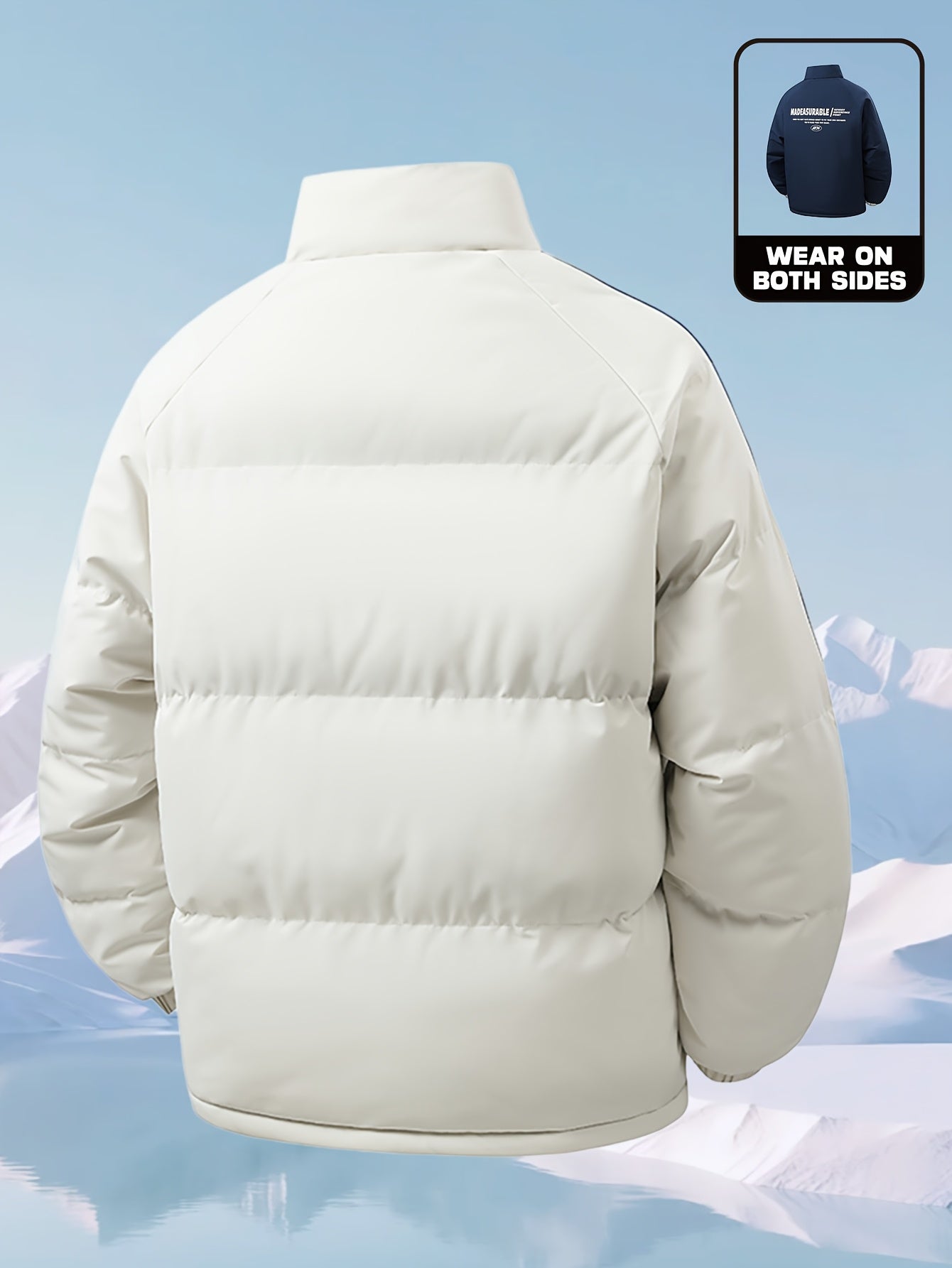 Men'S Heavy-Duty Thermal Jacket - Double-Sided Winter Coat with Full-Zip Closure, Soft Non-Stretch Fabric, Stand Collar - Cold Weather Outerwear for Office, Commuting, Thick, Outdoor - Easy-care Polyester Jacket, Winter Jacke