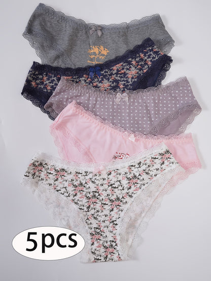5-Pack Women's Cotton Briefs, Soft, Breathable Mid-Rise Panties