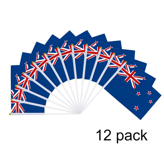 12 Pack New Zealand Mini Handheld Flags for Parties & Sports