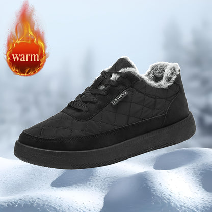 Men'S Winter Boots - Thermal Insulated Cold Weather Shoes with Cushioned Rubber Sole, Lace-Up Ankle Support - Slip-Resistant Traction for Ice, Snow, and Everyday - Low-Top Design in Black/Gray/ - Ideal for Hiking, Travel, Hom