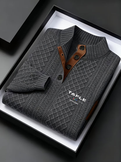 Milan High-Quality New Luxury Men'S Stand-Up Collar Jacquard Knitted Sweater, Casual Long-Sleeve Jacquard Golf Shirt
