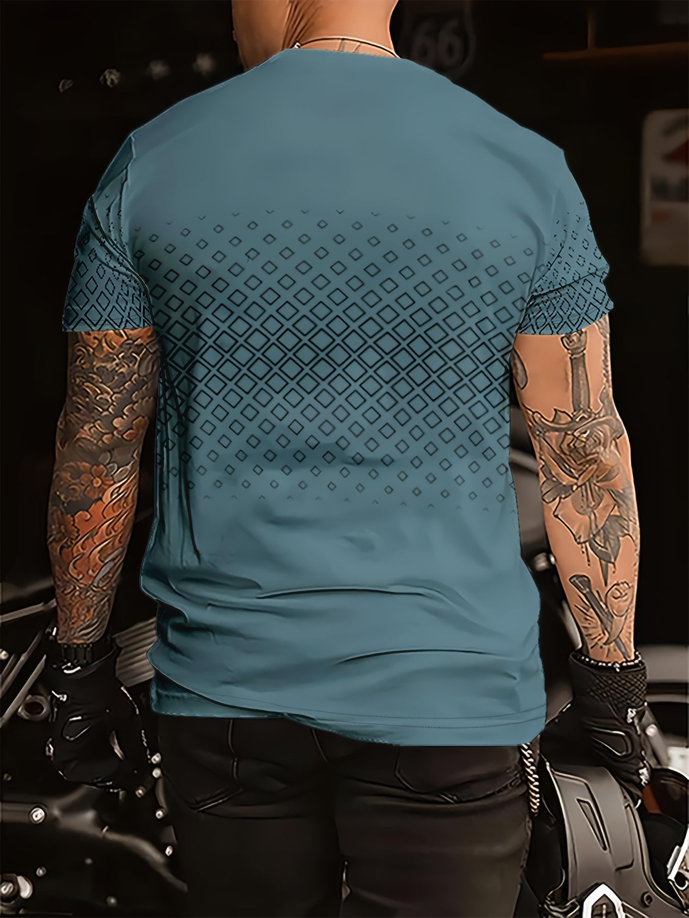 Men's Casual Crew Neck T-Shirt - 100% Polyester, All-Season Comfort