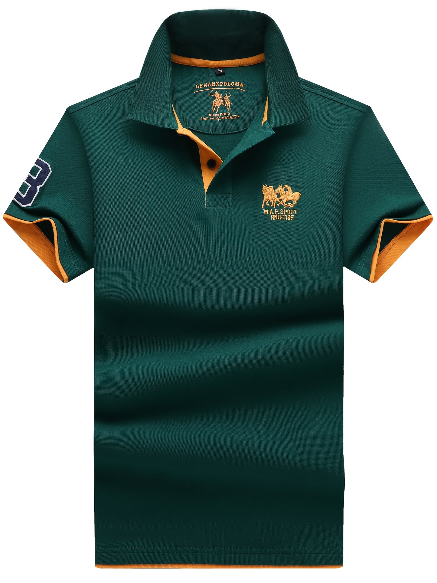 Men'S Short-Sleeve Polo Shirt with 95% And Embroidered Design - ayq