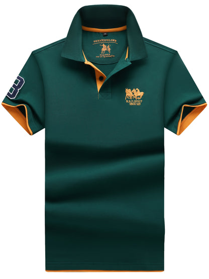Men'S Short-Sleeve Polo Shirt with 95% And Embroidered Design - ayq