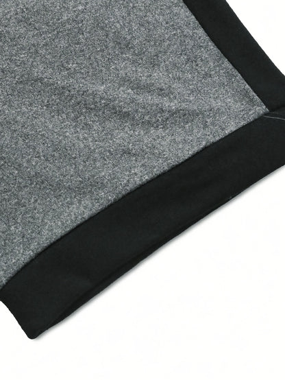 Men's Lightweight Summer Casual T-Shirt - Short Sleeve, Crew Neck, Two-Tone Color Block Design (Light Gray  Dark Gray), Machine Washable, Perfect for Casual Attire, Smooth Texture Fabric