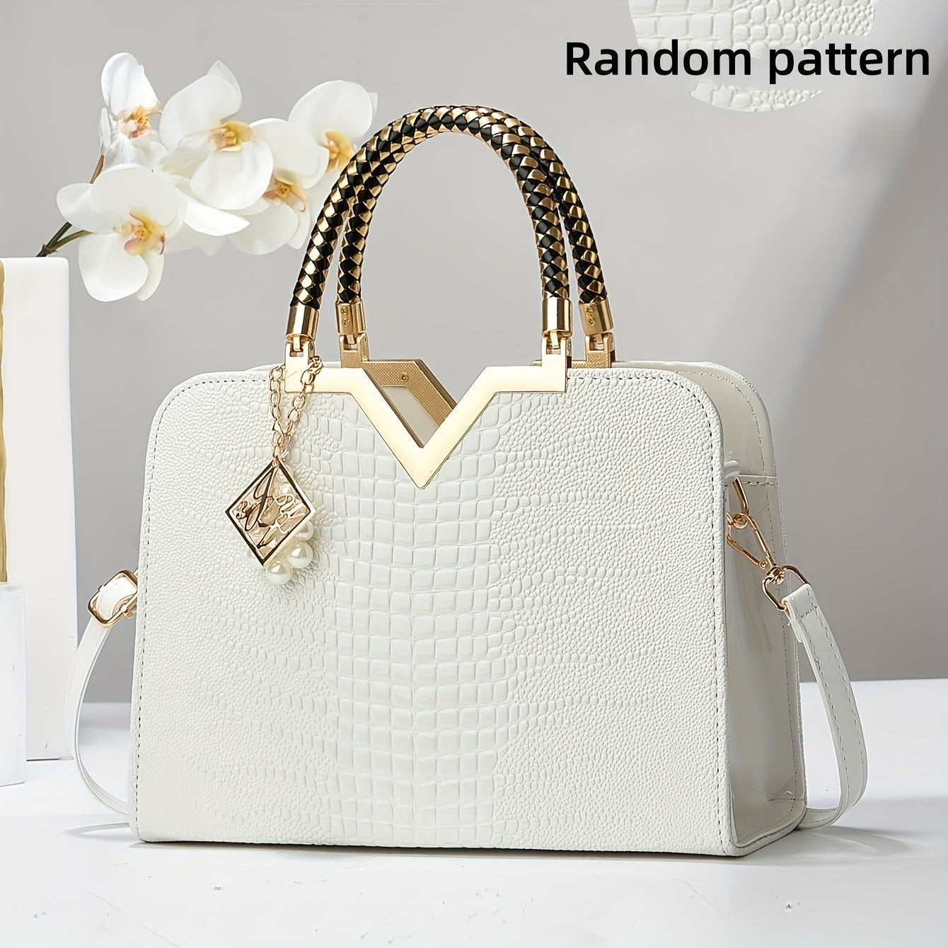 New Women's Crossbody Bag, High-End Patent Leather Stone Pattern Crossbody Bag