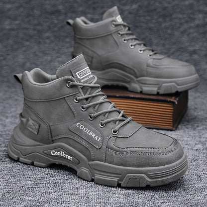 Men's Classic High-Top Work Boots with Thick Sole for Outdoor