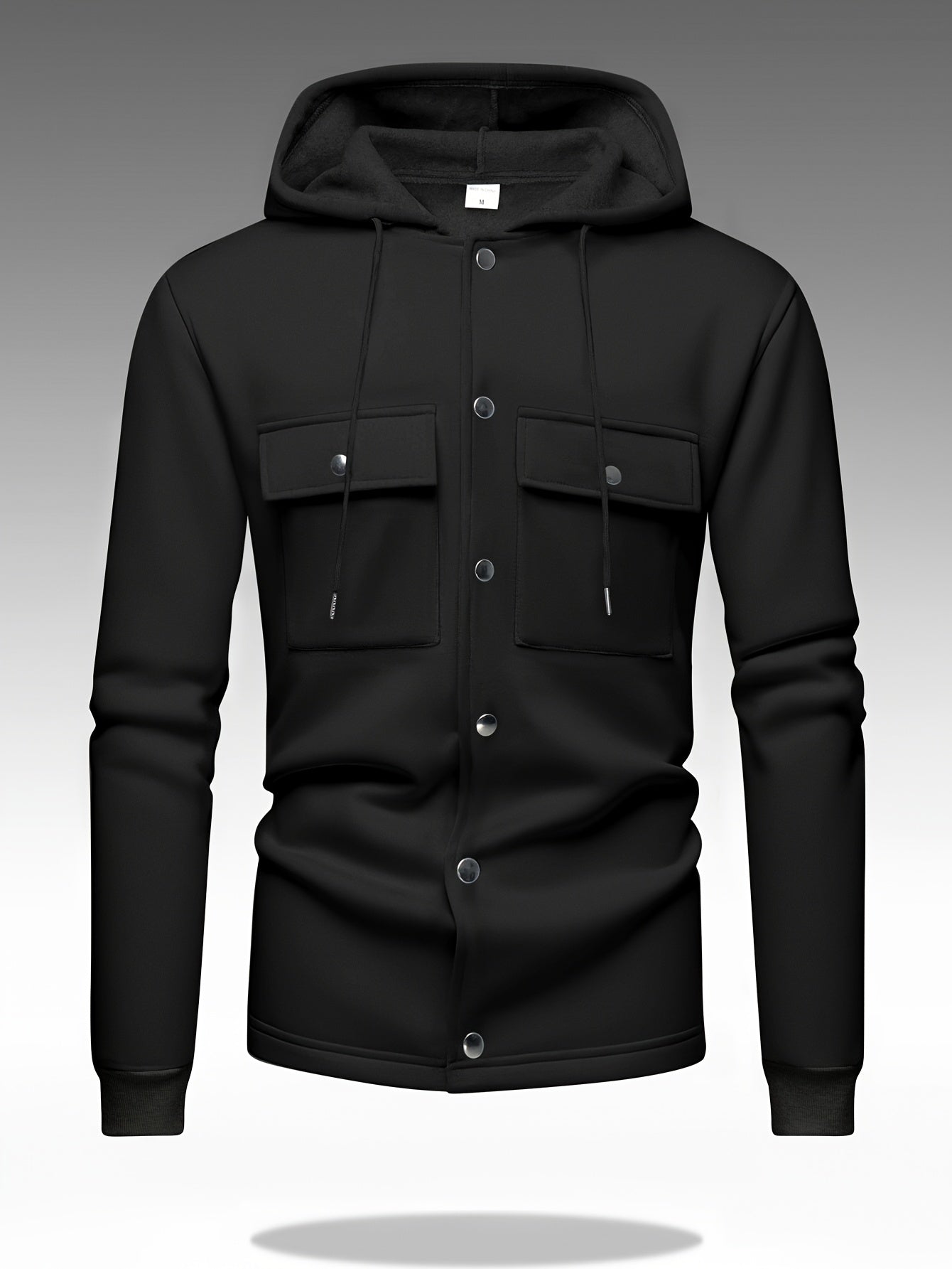 Men's Heavy-Duty Hooded Sweatshirt with Full-Zip Front & Utility Pockets - Olive Green Tactical-Style Outdoor Jacket, Long Sleeve Casual Pullover for Hiking, Camping, Casual Attire - Spring/Fall Layering Essential (Regular Fi