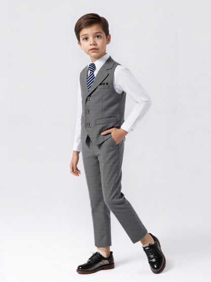 Boys' Casual Suit Vest, Pants & Tie Set for Formal Occasions
