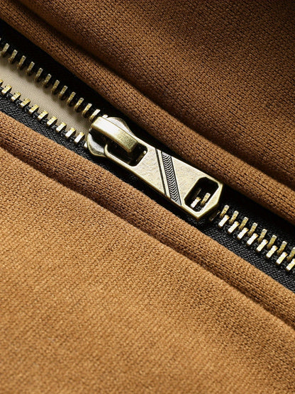 Men's Casual Solid Color Zipper Jacket with Hood for Spring-Fall