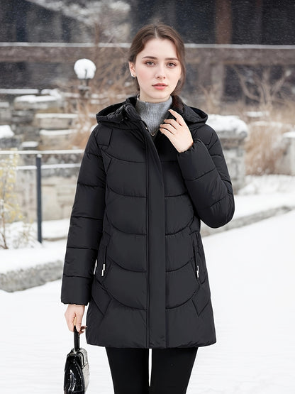 Women's Elegant Winter Jacket - Shearling-Like Bead-Like Button Closure Coat, Puffer-Free, Hand Washable Long Sleeve Outerwear for Cold Weather (Casual & Formal) - Black Jacket Without Belt/Hardware (Ready-to-Wear), Winter Ja