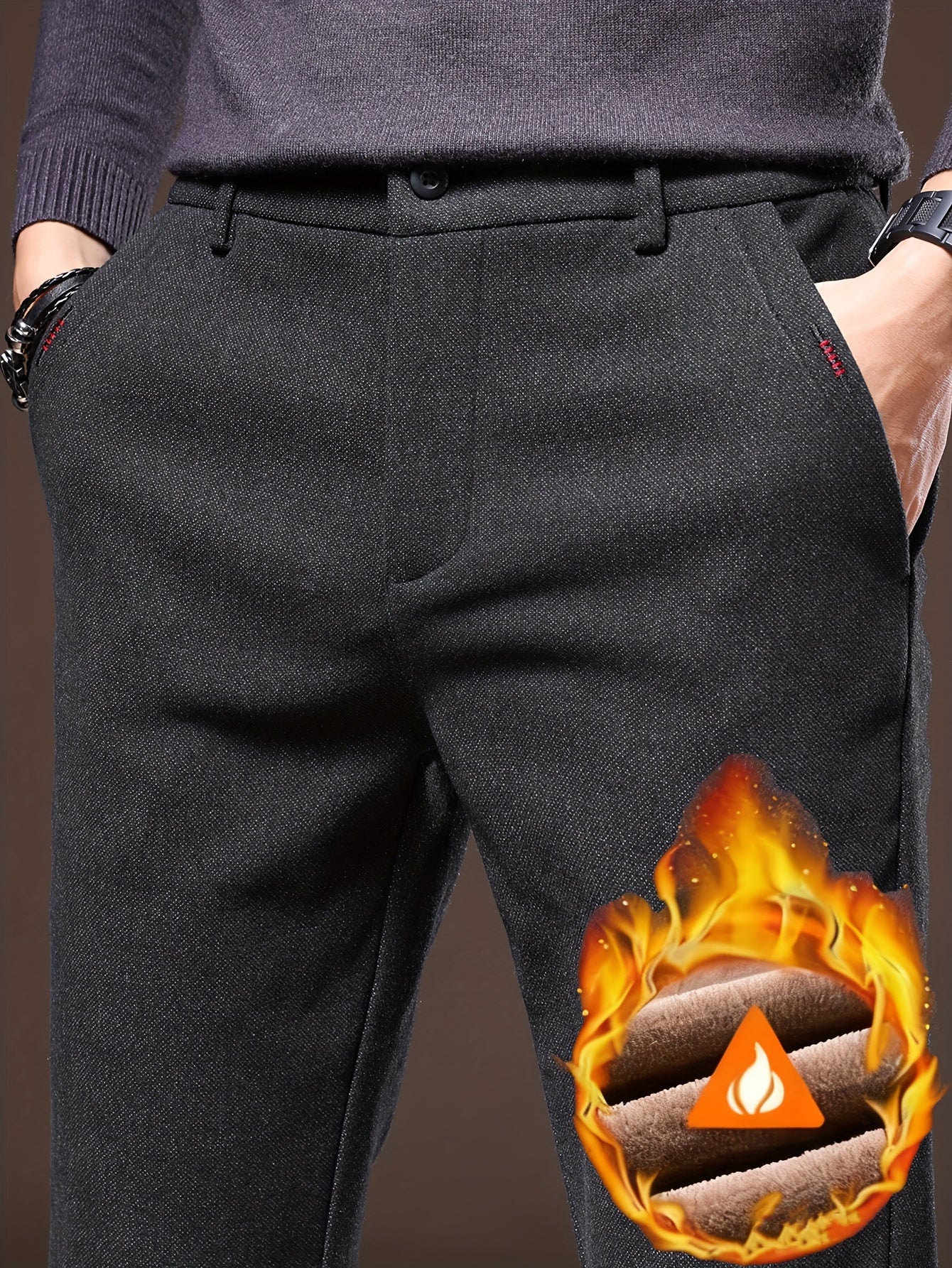 Men's Slim-Fit Corduroy Pants Thickened for Fall Winter