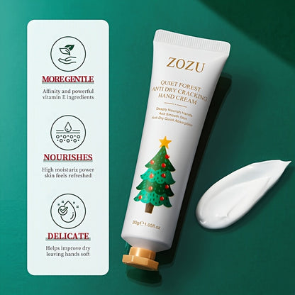 ZOZU Holiday Hand Cream Set of 3: Christmas Combination Hand Cream Gift Box, Merry Christmas Pattern (Santa Claus, Reindeer, Tree) - Moisturizing, Softening, Anti-Crack Formula, 30g Portable Pack, Suitable for Men and Women,