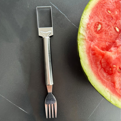 Stainless Steel Watermelon Slicer - 2-in-1 Cutter & Fork, Perfect for Dicing & Serving, Kitchen Essential