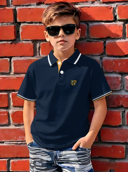 Boys' Casual Loose-Fit Printed Polo Shirt for Summer