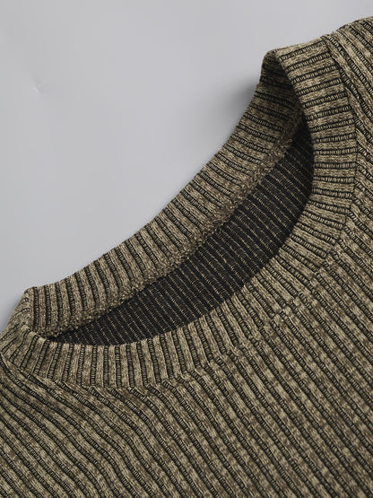 Men'S Short-Sleeve Round-Neck Knitted Jacquard T-Shirt, Stylish And Comfortable for All Seasons, High-Quality Top - ayq