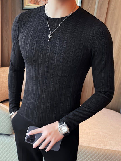 Men's Slim-Fit Long Sleeve T-Shirt - Casual  Stylish, Perfect for Fall/Winter, Machine Washable