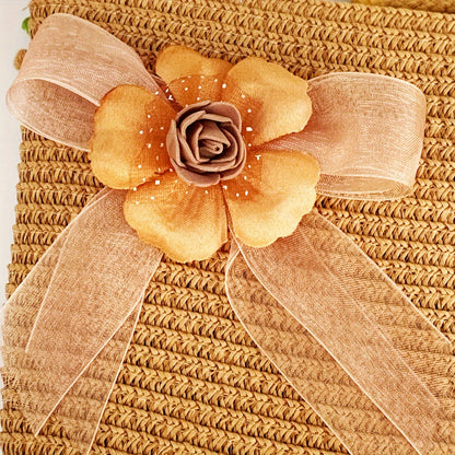 Women’s Adjustable Straw Hats with Floral Design and Carry Bag