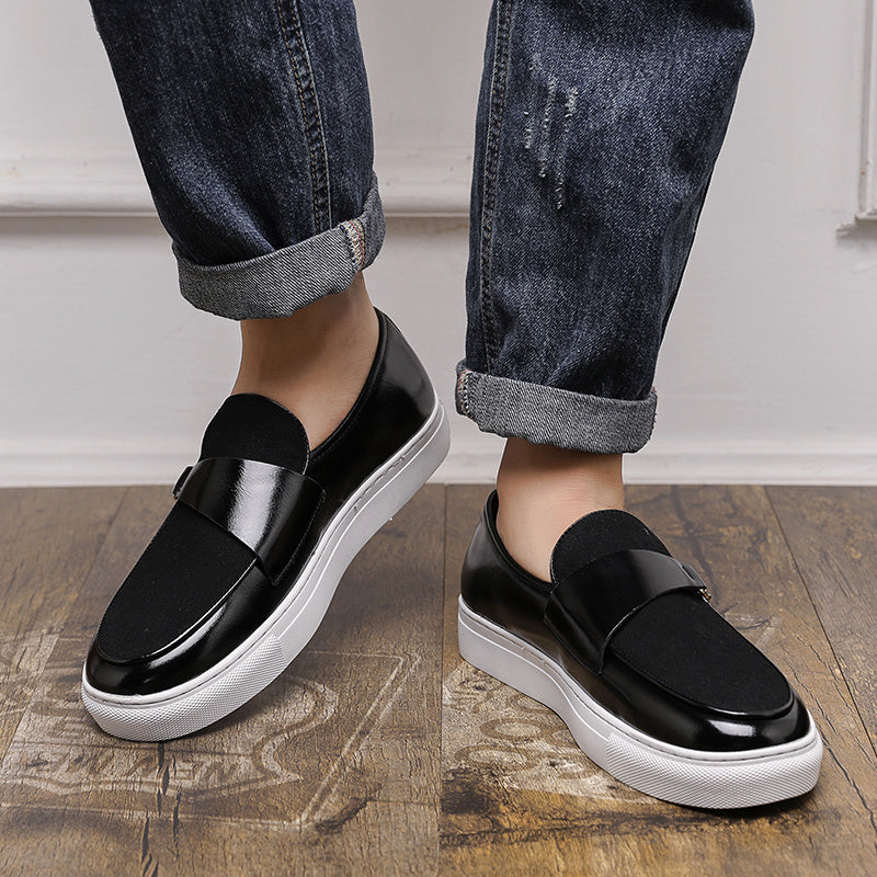 Men's British Style Loafers Casual Patchwork Slip-On Shoes