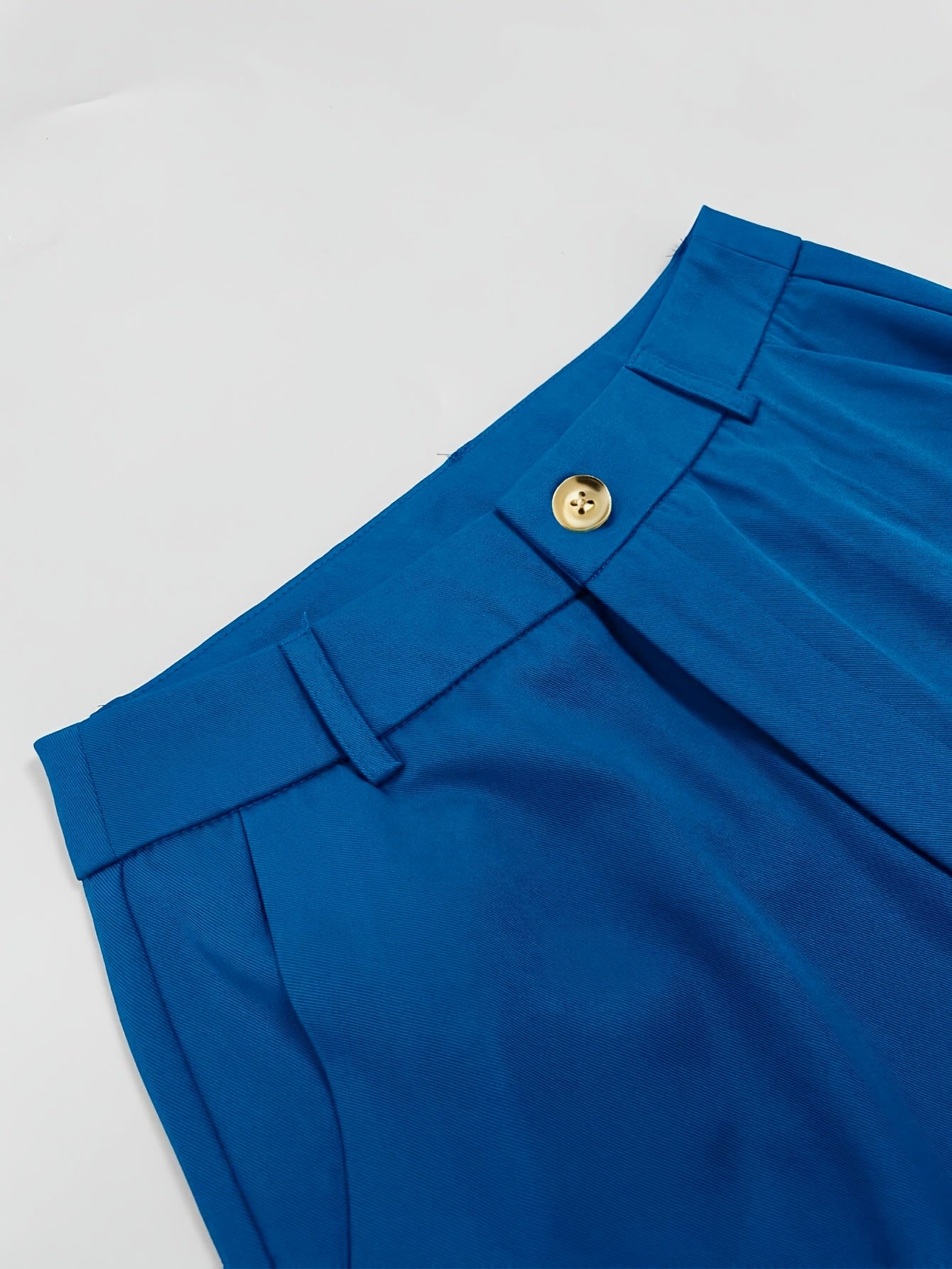 Elegant High-Waist Slightly Flared Polyester Suit Pants