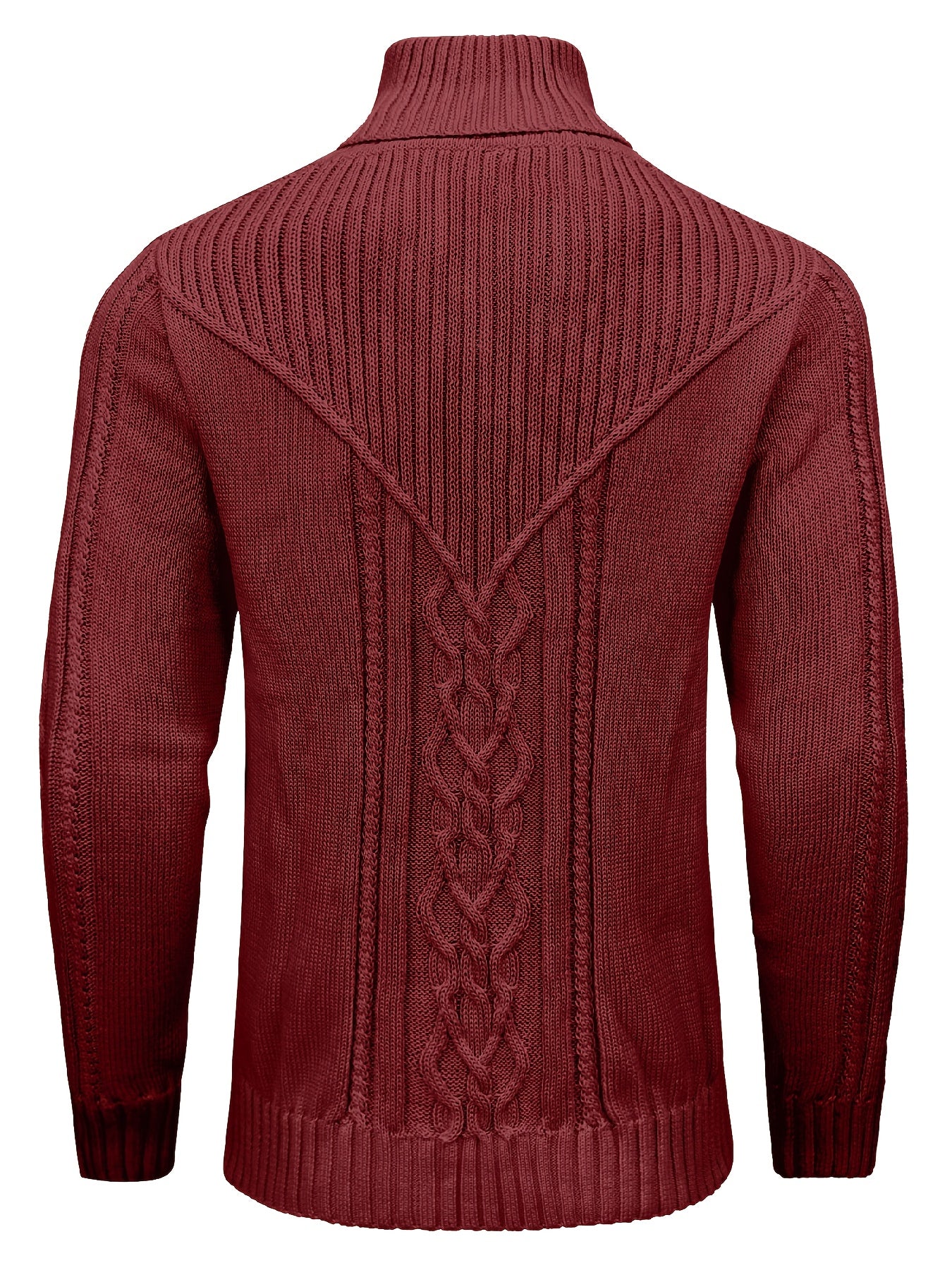 Men's High Collar Warm Knit Sweater - Stretchy Fashion Ribbed Pullover, Elegant Gentleman Cardigan