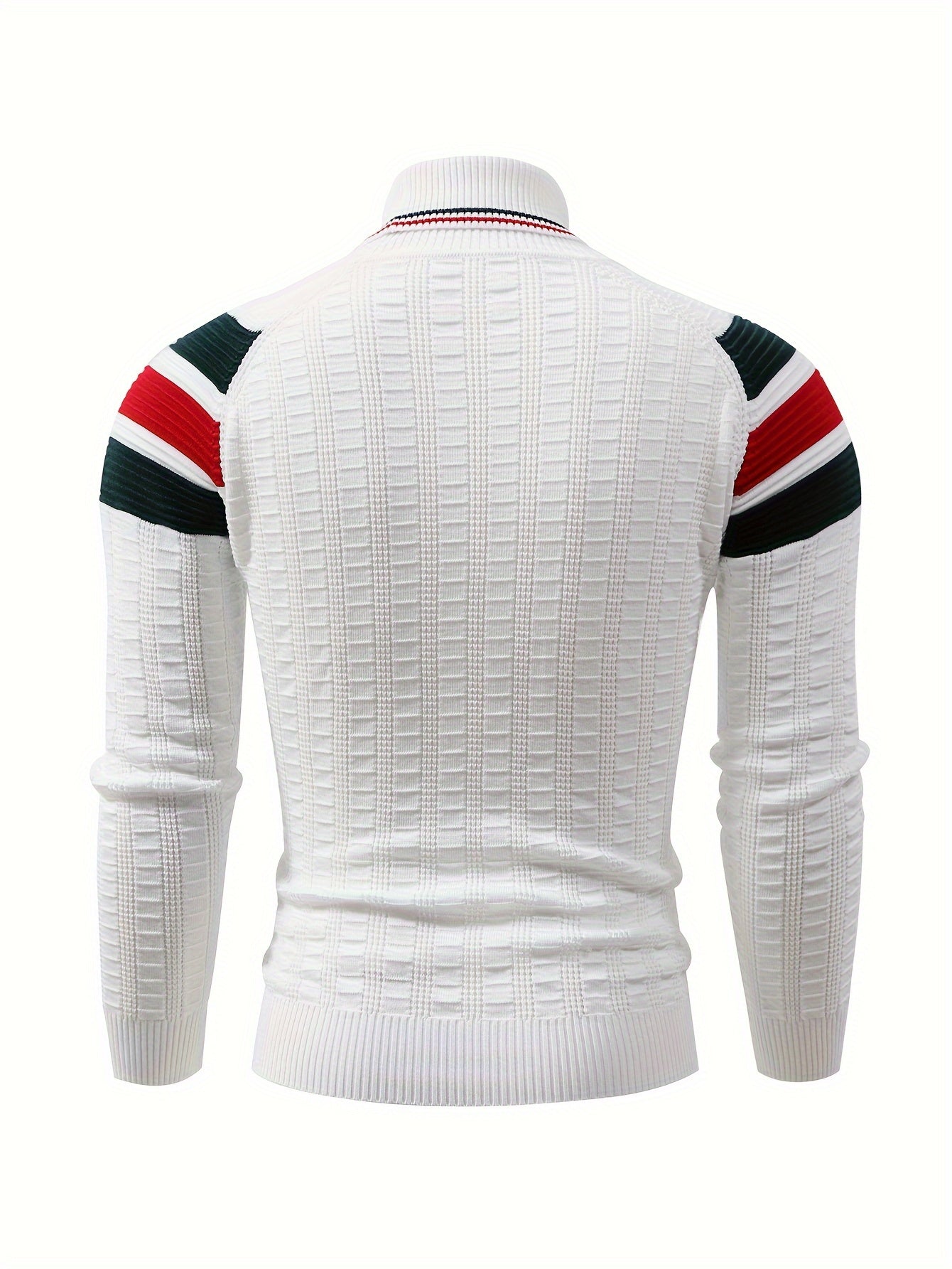 New Fashion High-Neck Color-Block Striped Knit Pullover for Men'S Wear by Tie Mu Zhen OBM