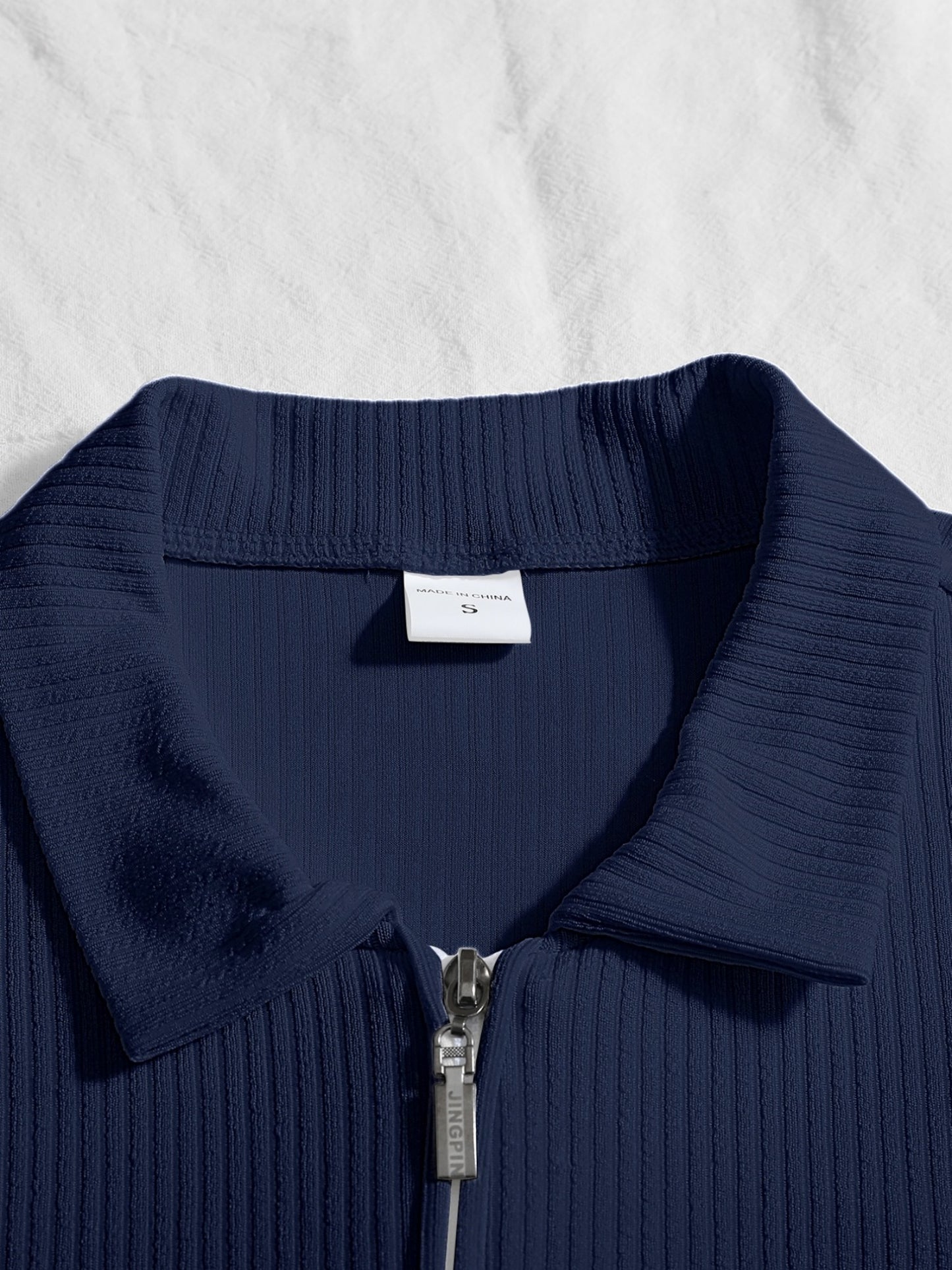 Men's Casual Long-Sleeve Ribbed Half-Zip Polo for Fall/Winter