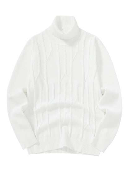 Men'S Solid Color Turtleneck Sweater, Highly Elastic, Stylish, Comfortable, And Warm Top, Suitable for Outdoor Wear in Autumn And Winter, Base Layer Sweater, Striped Knitted Turtleneck Sweater - Long Sleeve Pullover, Featurin