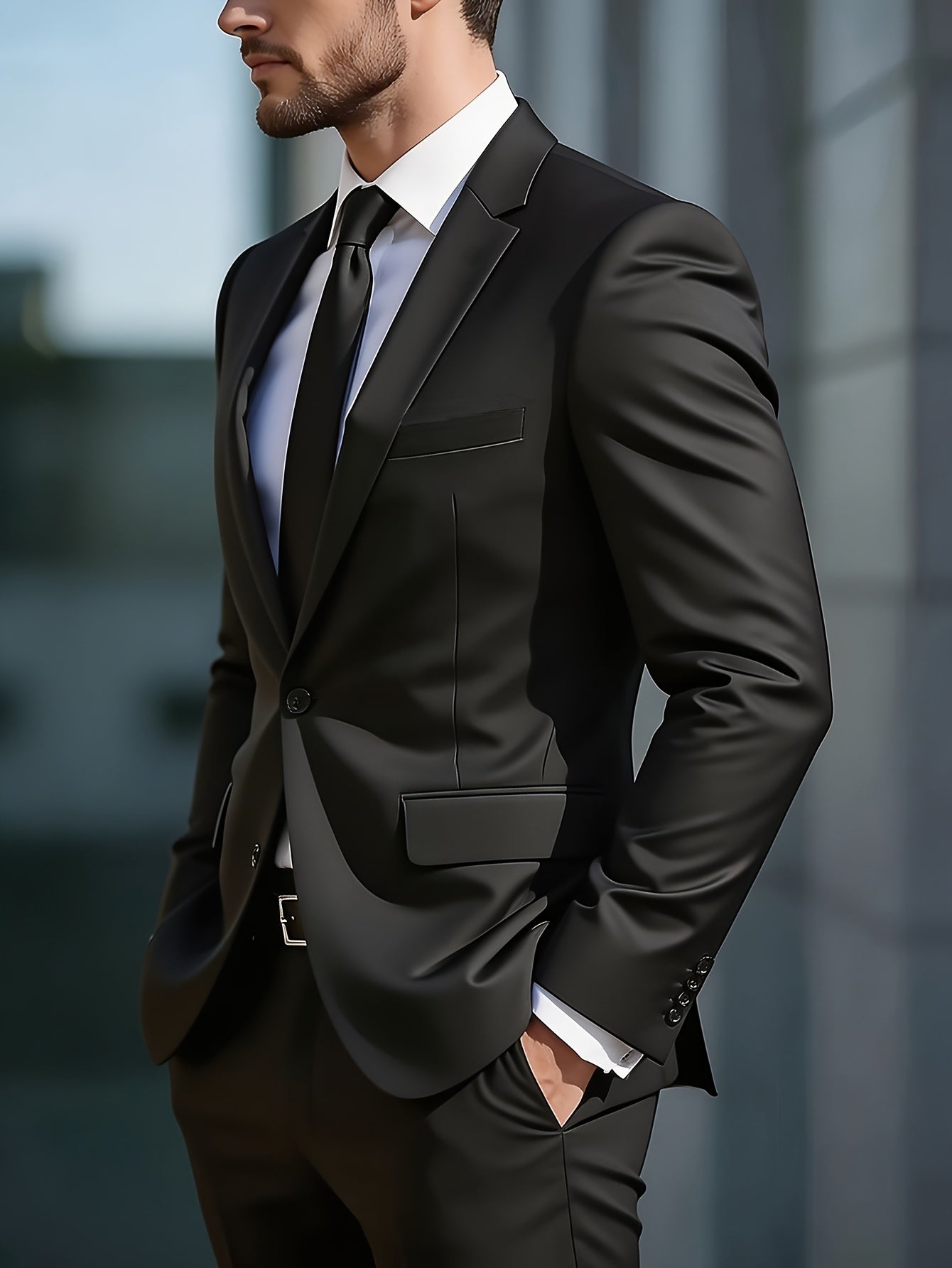 Men's Slim Fit Single-Breasted Business Suit Jacket